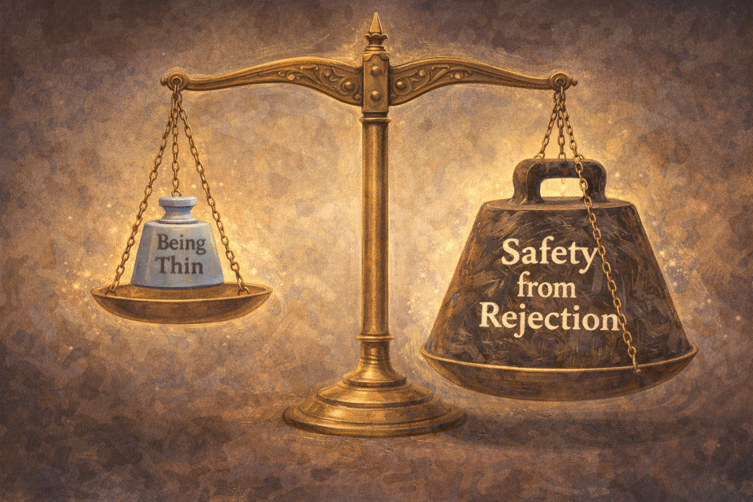Scale showing competing goals - Being Thin vs Safety from Rejection